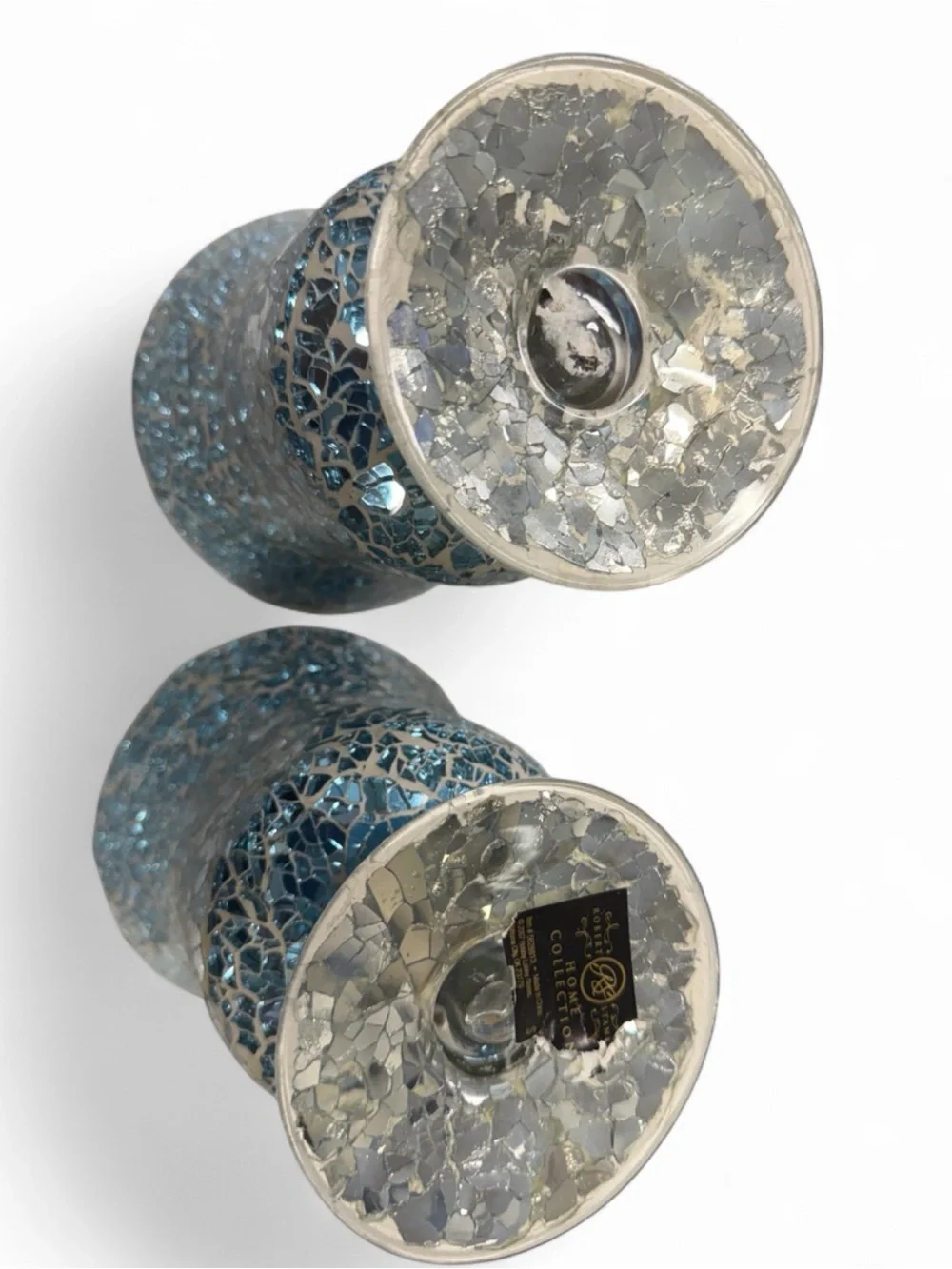 Blue Mosaic Glass Votive Holders - Decorative Home Accent
